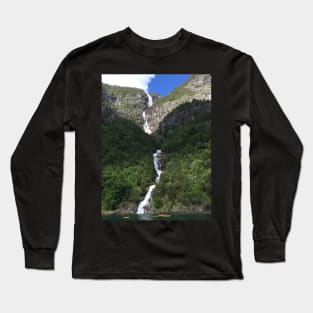 Fjords Waterfall in Norway Long Sleeve T-Shirt